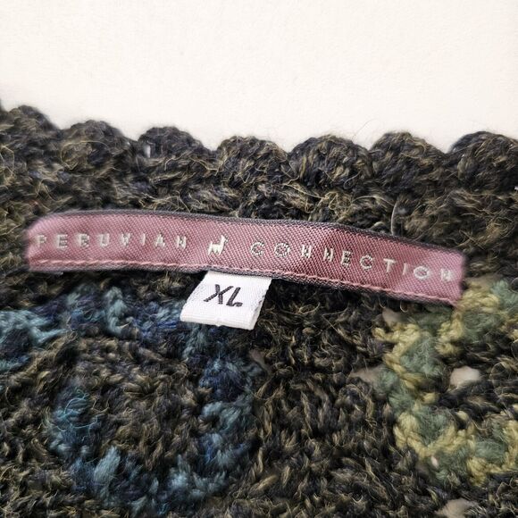 Peruvian Connection Vintage Alpaca Embroidered Autumn Leaf Handknit Sweater - Picture 3 of 10